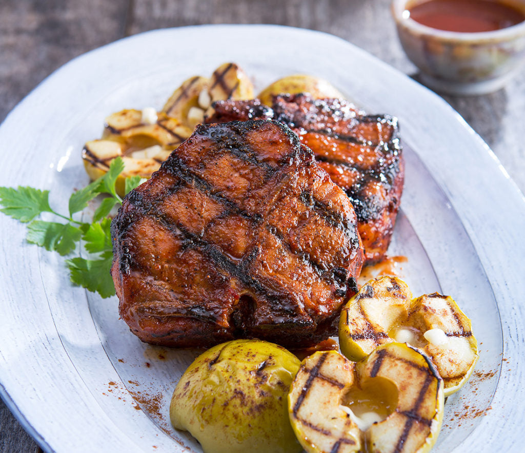 Porterhouse Pork Chops with Cinnamon Apples | BBQ Spot