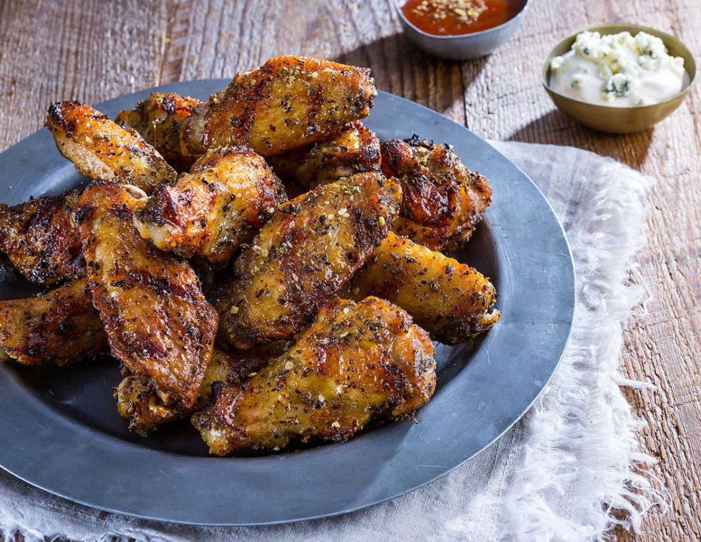 Crazy Grilled Chicken Wings with Blue Cheese Dipping Sauce